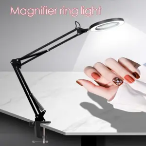 Magnifying Glass Clamp Desk Ring Lamp USB Lighting Study Writing Office Fixture For Soldering Manicure Mesa Led Night Lights