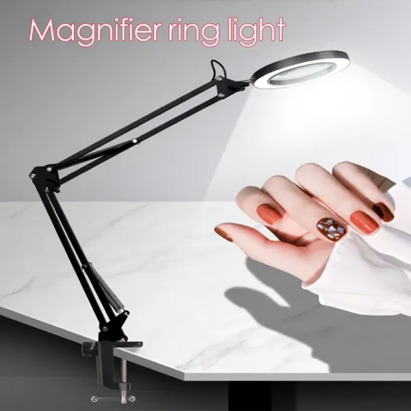 Magnifying Glass Clamp Desk Ring Lamp USB Lighting Study Writing Office Fixture For Soldering Manicure Mesa Led Night Lights