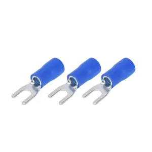 300PCS Durable SV1.25-4 Insulated Fork Spade Terminals Blue PVC U Type Wire Connector Electrical Crimp Terminal Crimping Use