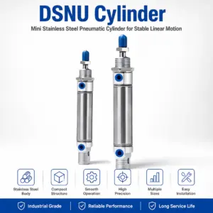 DSNU Pneumatic Cylinder Stainless Steel Mini Air Cylinder Double Acting Round Cylinder DSNU12/16/20/25/32/40 Bore 10-300mm-P-A