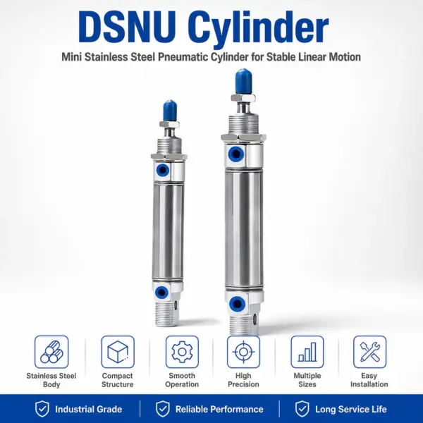 DSNU Pneumatic Cylinder Stainless Steel Mini Air Cylinder Double Acting Round Cylinder DSNU12/16/20/25/32/40 Bore 10-300mm-P-A
