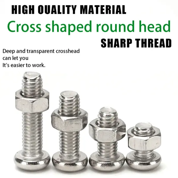 440pcsM3, M4, and M5 stainless steel Phillips head screws and nuts, /Phillips/countersunk screws, for DIY hardware and furniture