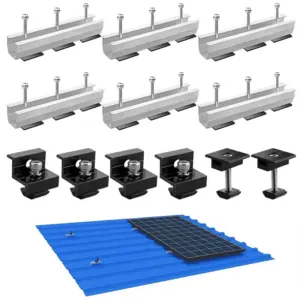 12 Pcs Solar Panel Bracket Kit Aluminium Mounting Rail 30mm/35mm End Clamps Brackets for Flat Roof PV Mounting Rail