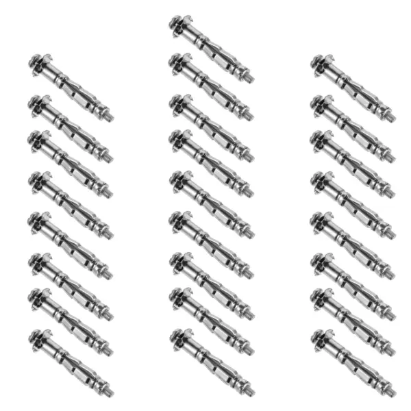 25Pcs Heavy Duty Cavity Anchor Bolts Hollow Wall Anchors for Plasterboard Fixing Screw Strong Hold Anti-Rotation Barbs Flange