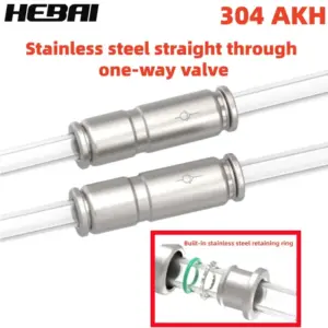 HEBAI AKH Type Pneumatic One Way Check Valve 304 Stainless Steel, Inline Non-Return Valve for Air Compressor Cylinder SystemTool
