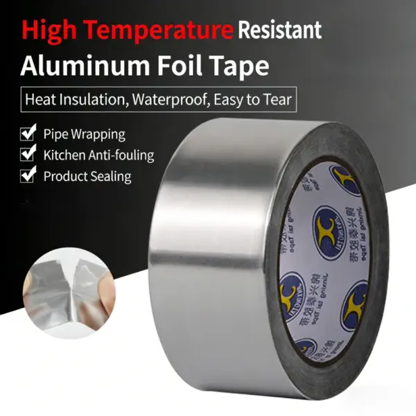 Aluminum Foil Tape Heat Resistant Waterproof Strong Adhesive Kitchen Stove Gap Sealing HVAC Duct Repair Tape 20m 1roll