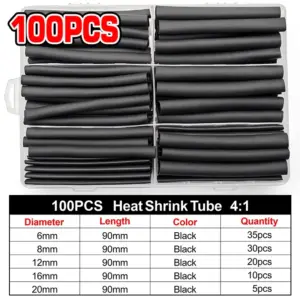 100pcs-300pcs With Box Heat Shrink Tube Kit Thermoresistant Tubing Electrical Connection Cable Insulation Sleeved Protecter
