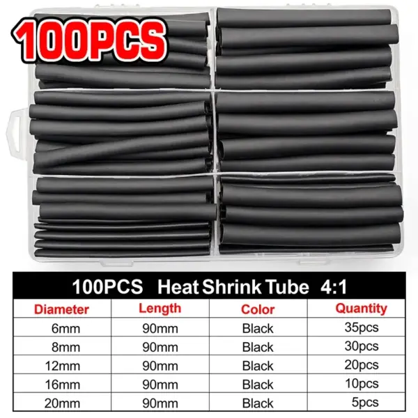 100pcs-300pcs With Box Heat Shrink Tube Kit Thermoresistant Tubing Electrical Connection Cable Insulation Sleeved Protecter