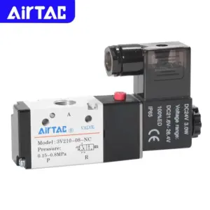 AIRTAC Original Pneumatic 3/2way Solenoid Valve 3V110-06 3V210-08 3V310-10 Directional Air Control Valve AC DC12 24 110 220V