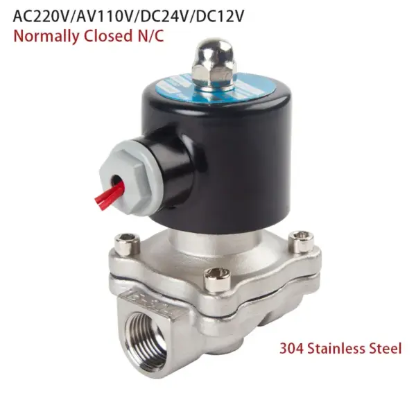 1/4" 3/8" 1/2" 3/4" 1" 1-1/2" BSP Female 12V 24V 110V 220V 304 Stainless Electric Solenoid Valve Normally Closed Pneumatic