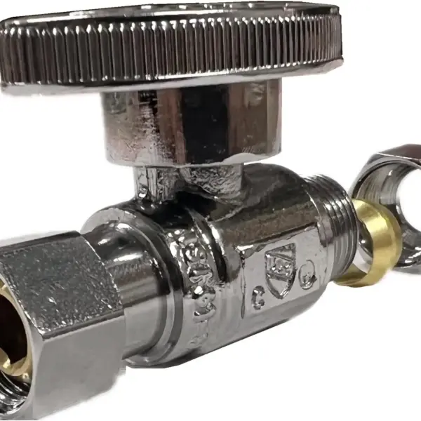 EZ-Fluid 3/8" O.D Female Compression x 3/8" O.D Male Comp. Brass Quarter Turn Water Shut Off Straight Repair Add On Stop Ball Valve, Chrome for Kitchen, Bathroom, Add a Tee Plumbing