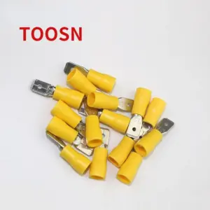 TOOSN 100pcs 12-10AWG Insulated Spade Crimp Terminal Yellow Male Electrical Wire Connector Car Audio Wiring Best Promotion!!!
