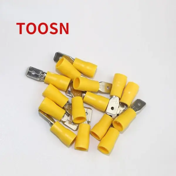 TOOSN 100pcs 12-10AWG Insulated Spade Crimp Terminal Yellow Male Electrical Wire Connector Car Audio Wiring Best Promotion!!!