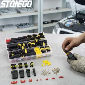 Waterproof HID Connectors 240 352 Pcs 1 2 3 4 Pin Automotive Wire Connectors Plugs for Truck Car Motorcycle Boat Marine Ignition Connection Electrical Terminal Splice Clip Assortment Kit Vehicle Electrical Harness