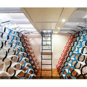 Folding Industrial Scaffold Loft Telescopic Attic Ladder Wall Mounted Aluminium 3-Step Stairs Modern Household Indoor Villa