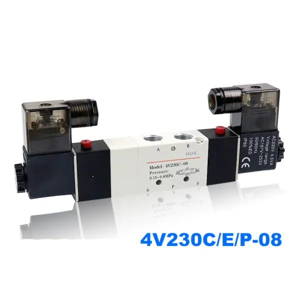 Pneumatic solenoid valve Double coil Port 1/8 1/4 24VDC 4V230C/4V230E/4V230P-08 5/3 way control valve