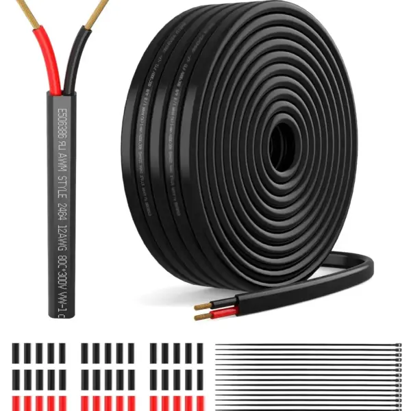 16 Gauge 2 Conductor Wire, 16AWG Low Voltage Tinned Copper, Outdoor Direct Burial, UV Resistant Cable for Auto Marine LED - 30FT