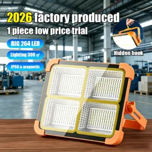 Factory 264LED Solar Charging Flood Light IP66 Waterproof Portable Tent Camping Light Power Bank For Outdoor Emergency Lighting