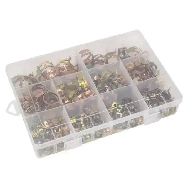 165pcs 6mm-22mm Spring Clip Fuel Water Line Hose Pipe Air Tube Clamps Fuel Water Tube Clamps Fastener Assortment Kit