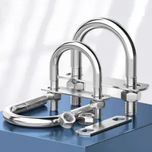 304 Stainless Steel M8 Round U Bolt Clamp Set - U Type Tube Holder with Thick Plate & Nuts for Exhaust Pipe Cable Conduit Fasten