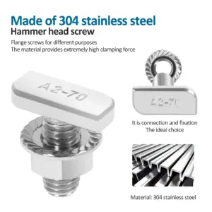 40Sets M8 bolts & nuts 304 Stainless Steel T Screw Stronger Antioxidant Activity Sturdy and Durable for PV Solar Mounting Rails