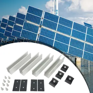 Solar Panel Bracket Mounting Rail Set for Flat Roof Installation with End and Middle Clamps Aluminum Alloy Material