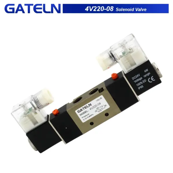4V220-08 5 way 2 Position Air Pneumatic Solenoid  Valve Aluminum Alloy Internal DC12V DC24V AC220V