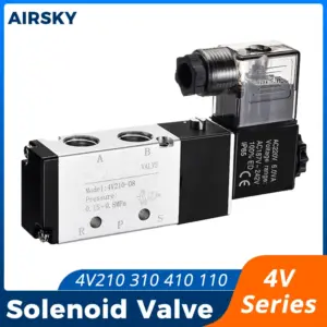 4V110-06 4V210-08 4V310-10 4V410-15 5 Way 2 position Pneumatic Electric Air Control Solenoid Valve DC12V DC24V AC110V AC220V