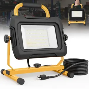 LED Work Light 5000Lumen 50W Waterproof Flood Light Portable Work Light with 6.6FT Cord and Switch for Job Site Garage Workshop