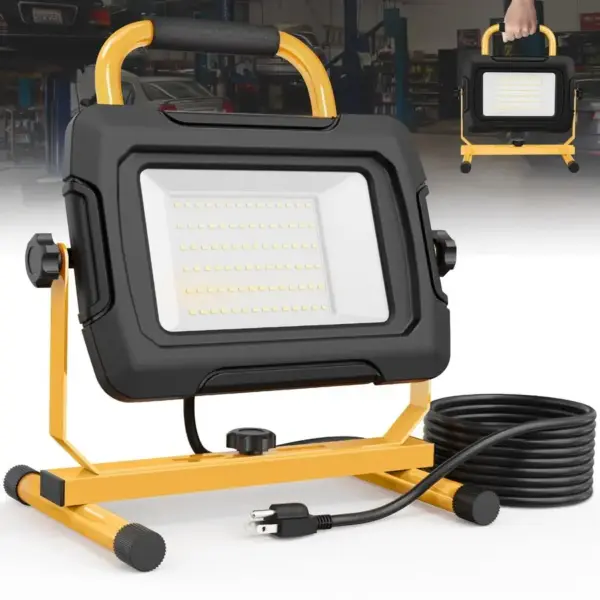 LED Work Light 5000Lumen 50W Waterproof Flood Light Portable Work Light with 6.6FT Cord and Switch for Job Site Garage Workshop