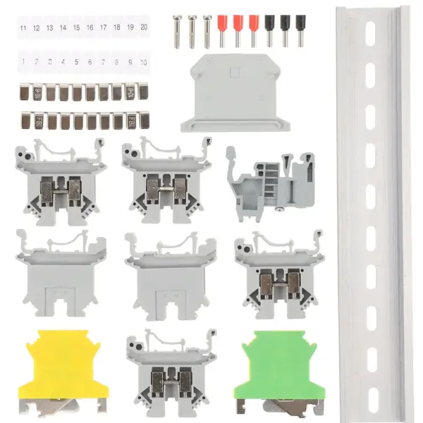 1Set .5b Din Rail Terminal Blocks Kit High Grade Flame Retardant Pc Grounding Terminal Block for Garage DIY Automation