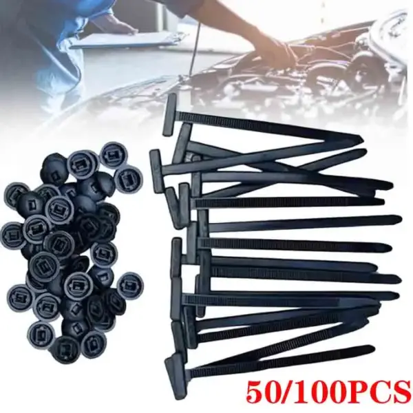 Nylon Universal Cable Tie Buckle-Heavy Duty Zip Ties Holder with Pin & Button Design Plastic Cable Ties Tool Fasteners Car Body