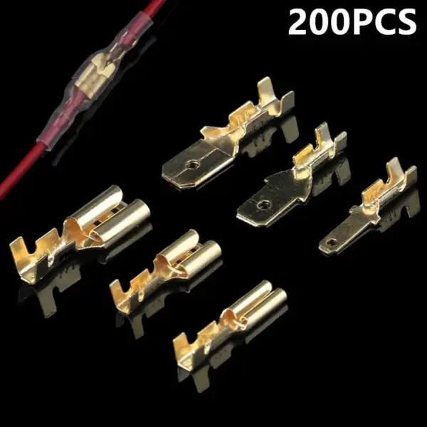 200Pcs/Lot 2.8/4.8/6.3mm Female Male Crimp Terminal Wire Connector Gold Brass/Silver Car Speaker Electrical Cable Terminals Kit