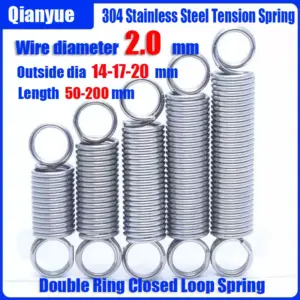 304 Stainless Steel Double Loop Closur Extension Spring,Pullback Tension Cylindroid Helical Coil SmallHardware Accessories