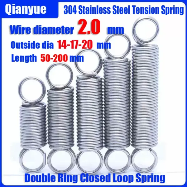 304 Stainless Steel Double Loop Closur Extension Spring,Pullback Tension Cylindroid Helical Coil SmallHardware Accessories