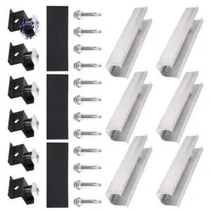 A68P-12Pcs Solar Panel Bracket Aluminum PV Rail Fastening Module Trapezoidal Roof Mount Solar Rail End And And Middle Clamps