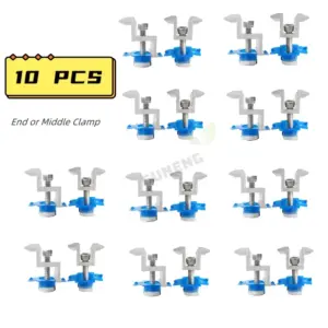 Solar Panel Mount Bracket Clamps Module Middle Clip PV Solar Panel Holder For Mounting Rail End Clip 10 Kit