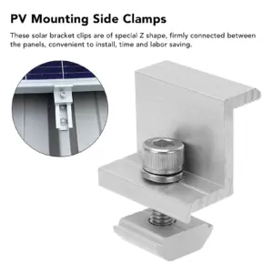 10PCS Solar Mount Z Bracket Aluminum Alloy Pressing Block PV Panel Rail End Grounding Clamps
