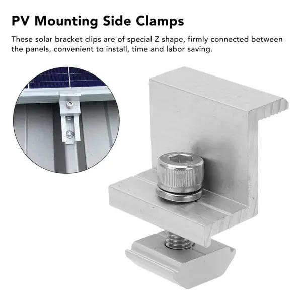10PCS Solar Mount Z Bracket Aluminum Alloy Pressing Block PV Panel Rail End Grounding Clamps