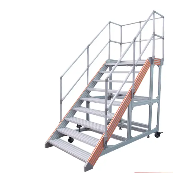 *Heavy Duty Aluminum Industrial Staircase for Factory Workshop Storage Warehouse Maintenance Ladder Anti Slip Access Step Stair