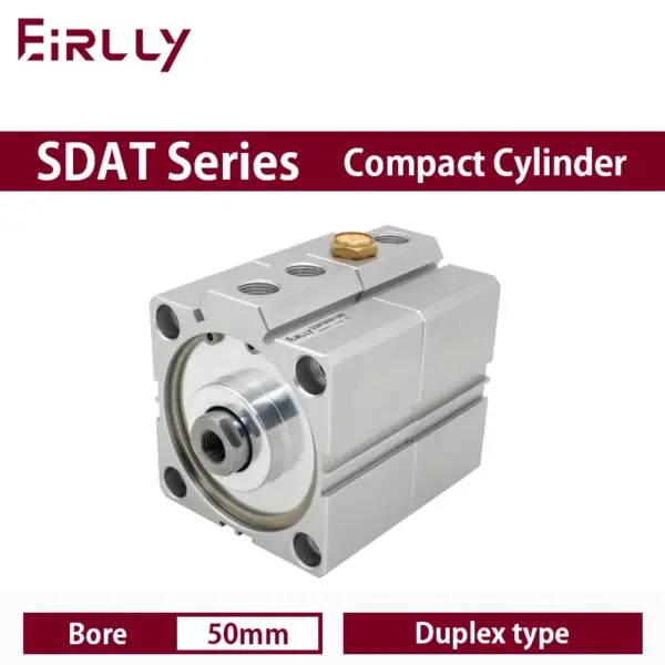 SDAT50 series Duplex type Double acting pneumatic compact air  cylinder 50 mm bore to 5 10 15 20 25 30 35 40 45 50 mm strok