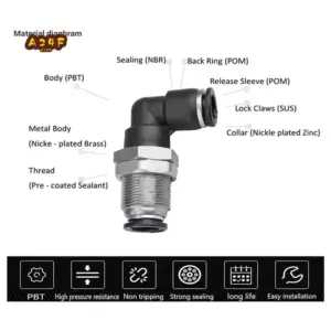 A24F-10 Pcs 3/8In X 3/8In Tube OD Push To Connect Tube Fitting 90 Degree Elbow Pneumatic Quick Connect Fitting