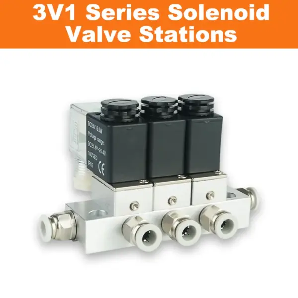 3V1-06 Direct Acting 2-Position 3-Way Solenoid Valve Assembly DC24V AC220V DC24V Inlet/Outlet Pneumatic Control Valve