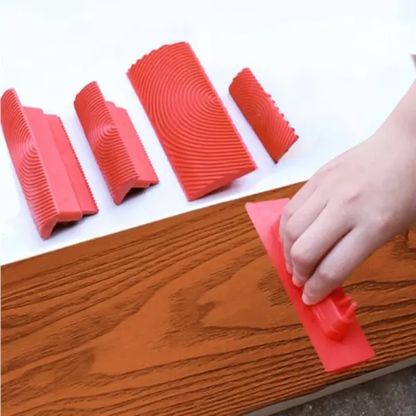 Rubber Imitation Wood Grain Tools Imitation Wood Textured Reusable Wood Graining Roller Embossed Pattern DIY Graining Tool