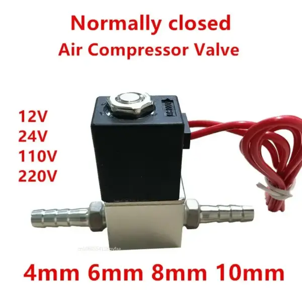 Compressor Valve 1/4" Normally Closed Pneumatic Aluminum Solenoid Valves 12V 24V 110V 220V Voltage for Air Water Oil 8mm pipe