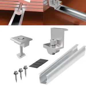 Solar Panel Module Clamp PV Aluminum Alloy Solar Middle Clamp Bracket Rail Fastening Rail Trapezoidal Roof Mount Kit