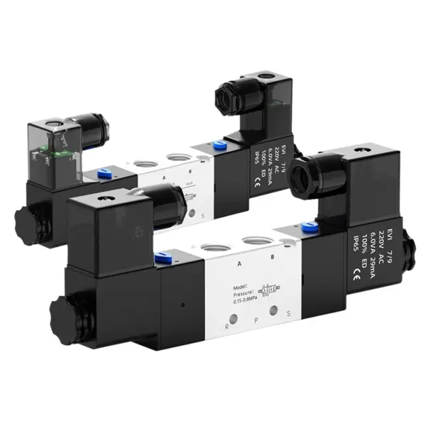 Pneumatic Electric Solenoid Valve 5 Way 2 Position Control Air Gas Magnetic 4V420-15 Series DC24V DC12V AC110V AC120V