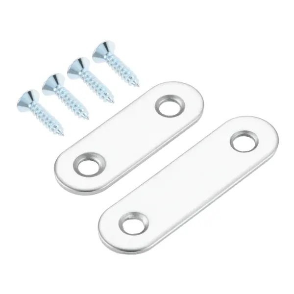 32Pcs Stainless Straight Bracket Flat Straight Braces Metal Fixed Connecting Plate with Screws Repair Furniture Table Chair Legs