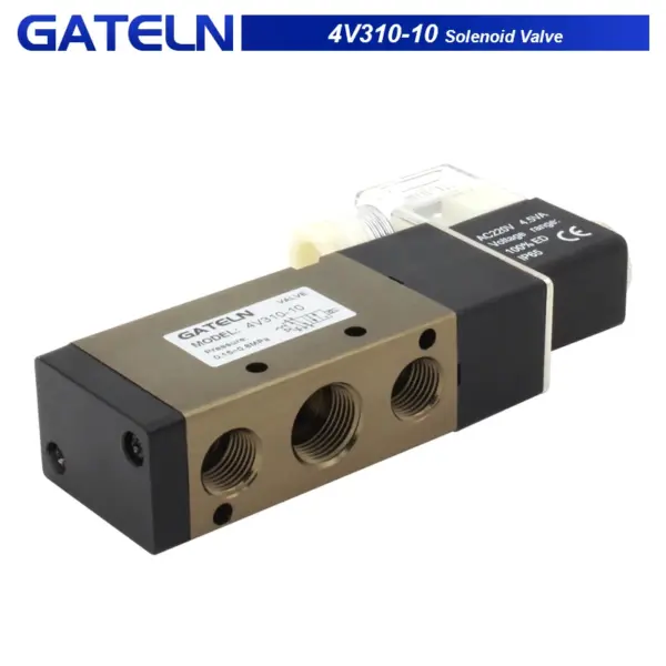 4V310-10  DC12V DC24V AC220V Pneumatic Solenoid Valve with Muffler 6mm 8mm 10mm 12mm quick fitting AC220V