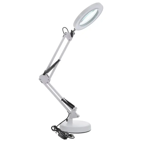 1Set 5X LED Magnifying Lamp with Flexible Self-Balancing Arm 3-Elbow Joint Rotating Head Foldable Desk Lamp for Salon Beauty